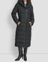 Dkny Water Resistant Hooded Puffer Jacket With Bib In Black