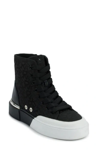 Dkny Bitsy High Top Platform Sneaker In 005 - Black/white