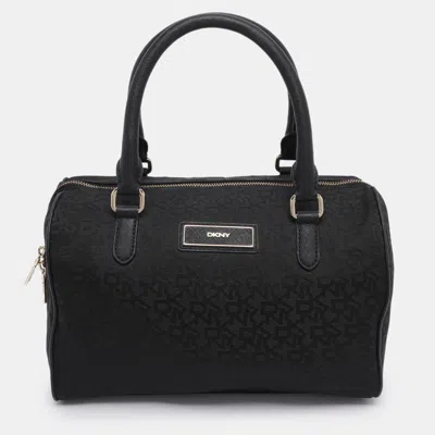 Dkny Black Canvas And Leather Satchel