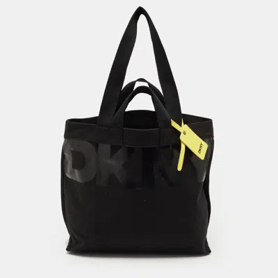 Pre-owned Dkny Black Canvas Logo Tote