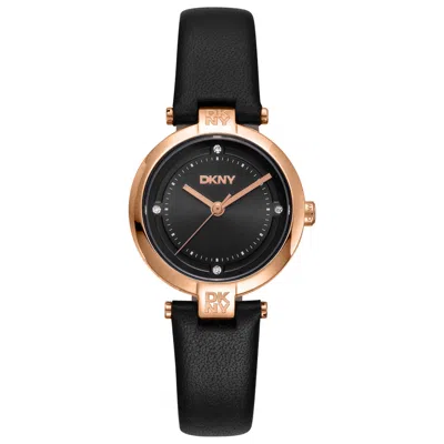 Dkny Black Dial With Rose Gold Case Watch In Multi