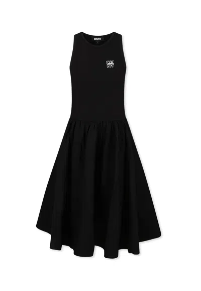 Dkny Kids' Black Dress For Girl With Logo