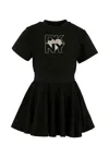 Dkny Black Dress For Girl With White Logo In Black