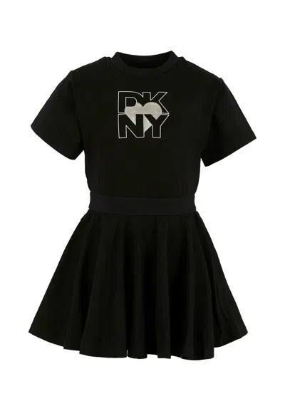 Dkny Kids' Black Dress For Girl With White Logo