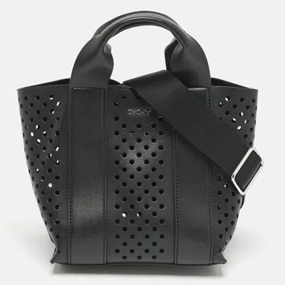 Pre-owned Dkny Black Faux Leather Mini Dakota Tote