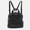 Dkny Black Grain Leather Two Way Backpack In Black