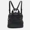 Dkny Black Grain Leather Two Way Backpack In Black