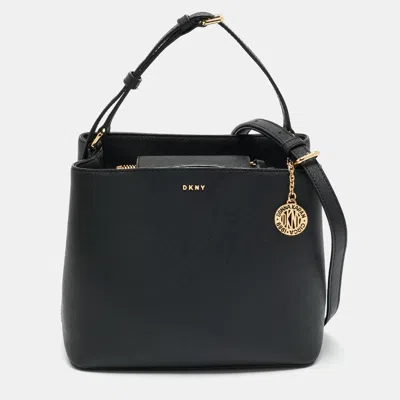 Pre-owned Dkny Black Leather Bryant Park Bucket Bag