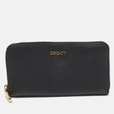 Dkny Black Leather Bryant Park Zip Around Wallet