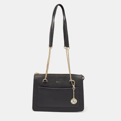 Dkny Black Leather Bryant Top Zip Shoulder Bag