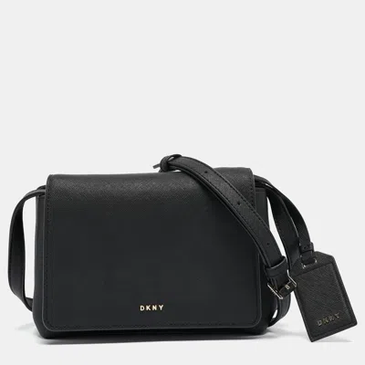 Pre-owned Dkny Black Leather Flap Crossbody Bag