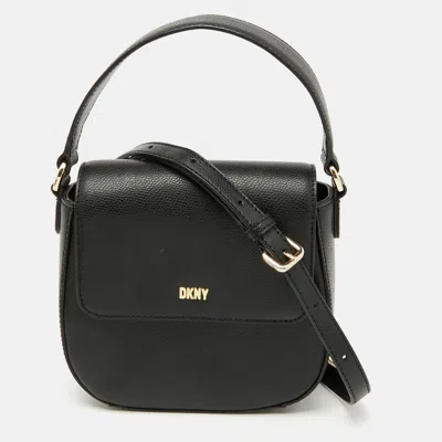 Pre-owned Dkny Black Leather Flap Shoulder Bag