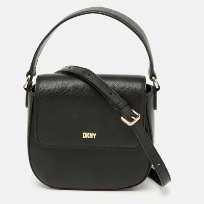 Dkny Black Leather Flap Shoulder Bag