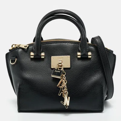 Pre-owned Dkny Black Leather Mini Elissa Satchel