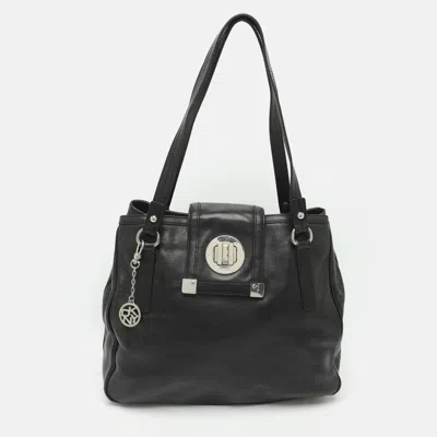 Pre-owned Dkny Black Leather Top Handle Bag
