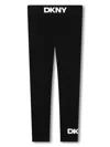 Dkny Logo-waistband Stretch Leggings In Black