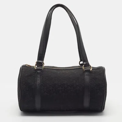 Pre-owned Dkny Black Monogram Jacquard Canvas Boston Bag