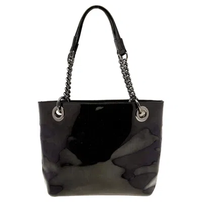 Dkny Black Pvc Chain Handle Tote