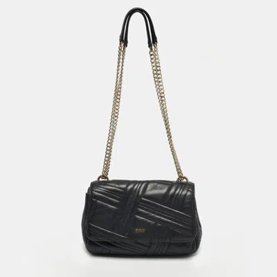 Dkny Black Quilted Leather Allen Flap Shoulder Bag