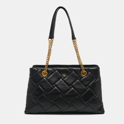 Dkny Black Quilted Leather Chain Tote