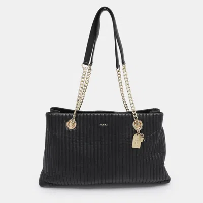 Dkny Black Quilted Leather Chain Tote