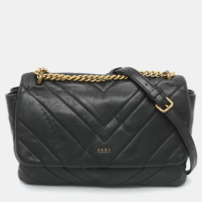 Pre-owned Dkny Black Quilted Leather Crossbody Bag