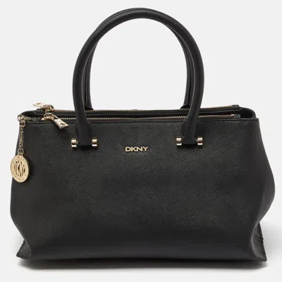 Pre-owned Dkny Black Saffiano Leather Bryant Park Zip Tote