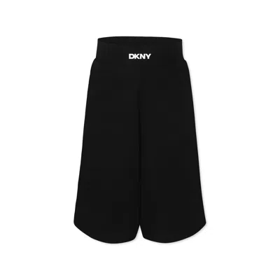 Dkny Kids' Black Shorts For Girl With Logo