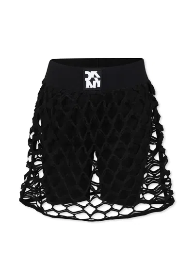 Dkny Kids' Black Shorts For Girl With Logo