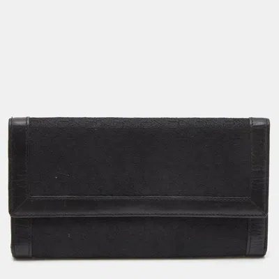 Dkny Black Signature Canvas And Leather Continental Wallet