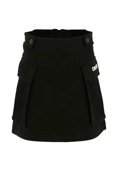 Dkny Kids' Black Skirt For Girl With White Logo In Multi
