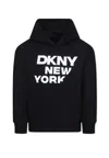 Dkny Black Sweatshirt For Girl With Logo In Black