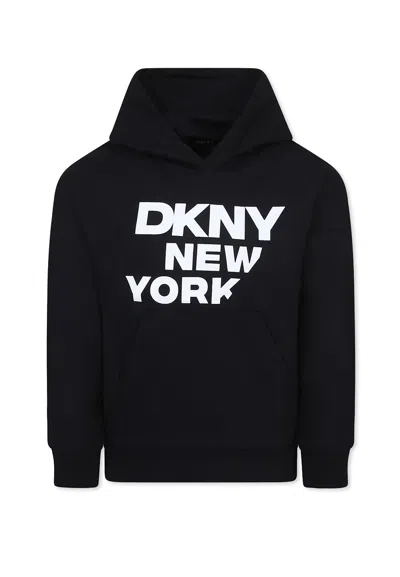 Dkny Kids' Black Sweatshirt For Girl With Logo