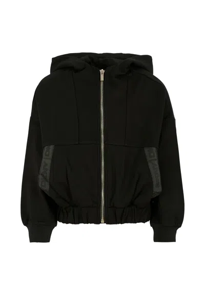 Dkny Kids' Black Sweatshirt For Girl With Logo In Multi