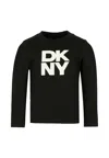 Dkny Black T-shirt For Girl With White Logo In Black