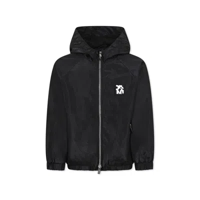 Dkny Kids' Black Windbreaker Jacket For Girl With Logo