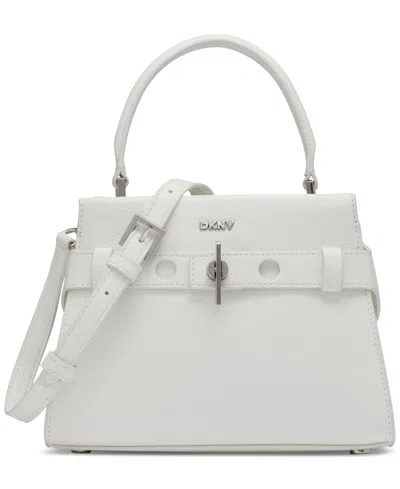 Dkny Bleeker Small Leather Satchel In Optic White
