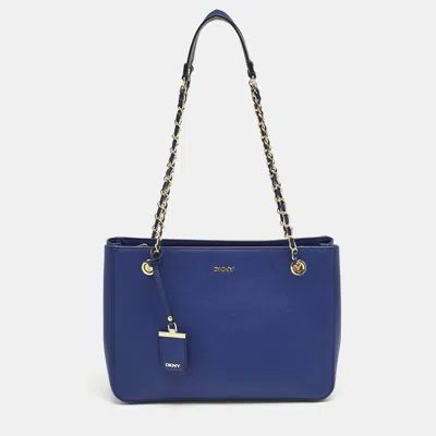 Pre-owned Dkny Blue Leather Bryant Park Chain Tote