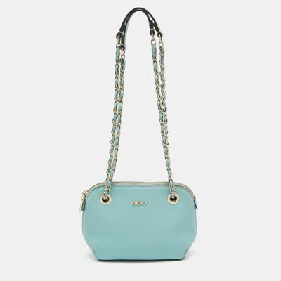 Pre-owned Dkny Blue Leather Chain Crossbody Bag