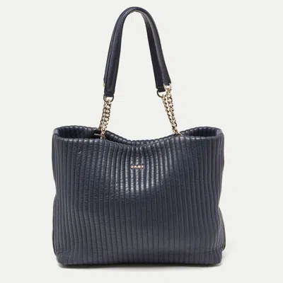Dkny Blue Quilted Leather Chain Tote