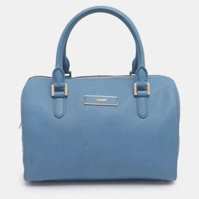 Pre-owned Dkny Blue Saffiano Leather Boston Bag