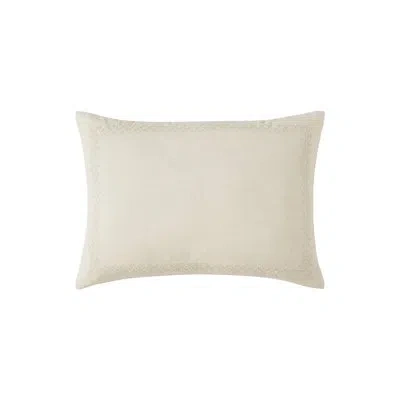 Dkny Border Embroidery 14in X 20in Decorative Pillow Birch In White