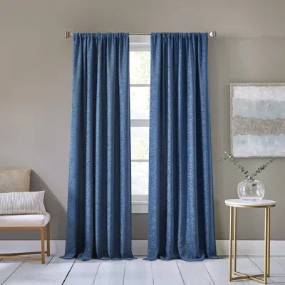 Dkny Boucle Chenille Room Darkening Curtain Panel Pair Indigo (set Of 2) In Blue