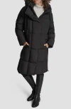 Dkny Box Quilted Longline Puffer Coat In Black
