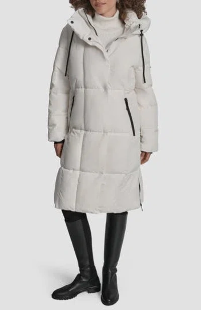 Dkny Box Quilted Longline Puffer Coat In White