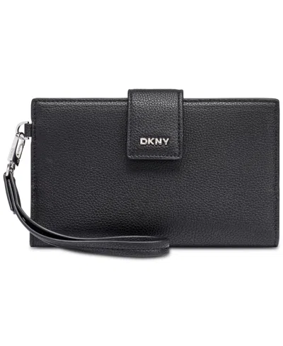 Dkny Boxed Lilah Snap Closure Flap Mini Wallet In Black