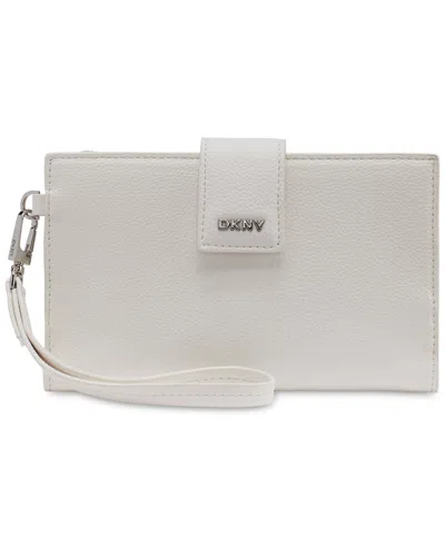 Dkny Boxed Lilah Snap Closure Flap Mini Wallet In White