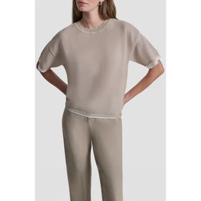 Dkny Boxy Mesh Overlay Top In Gray