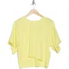 Dkny Boxy Short Sleeve Linen Blend Top In Light Lemon