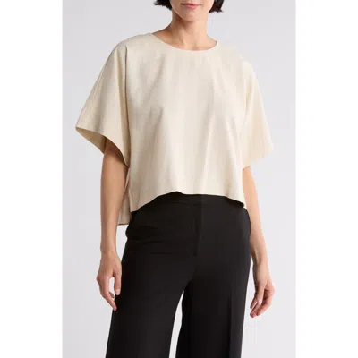 Dkny Boxy Short Sleeve Linen Blend Top In Natural